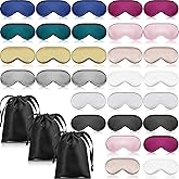 Xtinmee 30 Pieces Silk Sleep Mask Silk Eye Mask with Adjustable Strap Eye Cover for Sleeping Blindfold for Women Men Travel Rest(Multicolor)