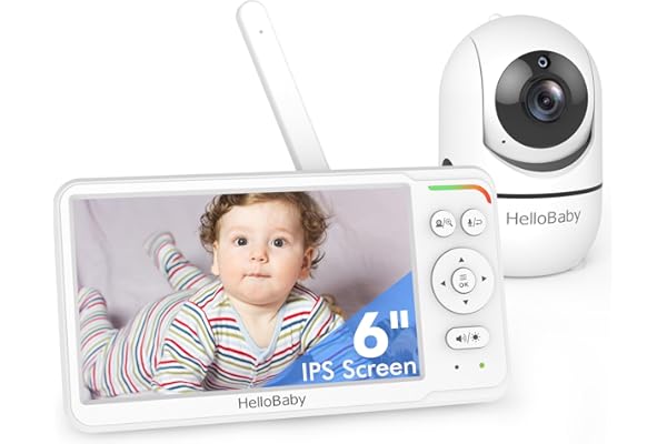 HelloBaby Baby Monitor 6" World First IPS Screen 30H Battery, Secure No WiFi, Pan Tilt Video Camera with Night Vision, VOX, 2-Way Talk, 1000ft, Portable Video Audio Monitor Ideal for Mom, Elderly, Pet