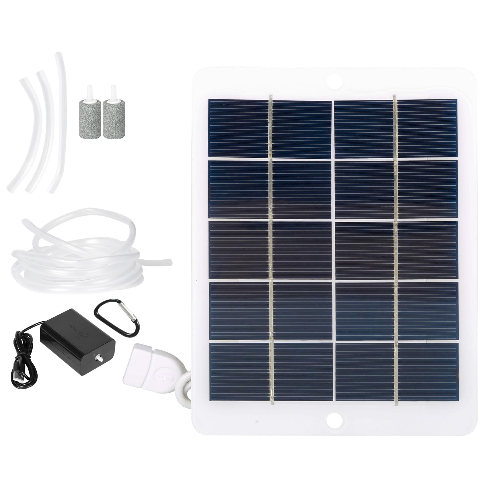 Jadeshay Solar Powered Air Pump, Solar Pond Oxygenator Aerator 5W 5V Fish Tank Water Pond Aquarium Oxygen Pump,Portable Solar Panels Oxygen Aerator with Pipe