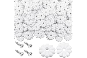 CroBlissful 30 Pack Rosette Washers with Screws, Mobile Home/RV Ceiling Rosette Buttons, Diameter 1-1/8 Inch Decorative Washers (White)