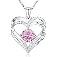 CDE Forever Love Heart Necklaces for Women, Wedding Anniversary, Birthday Gift for Wife, S925 Silver Jewelry with Birthstone Pendant