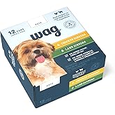 Amazon Brand – Wag Wet Dog Food Cups, Variety Packs Chicken & Lamb Pate, 3.5oz (12 Pack)