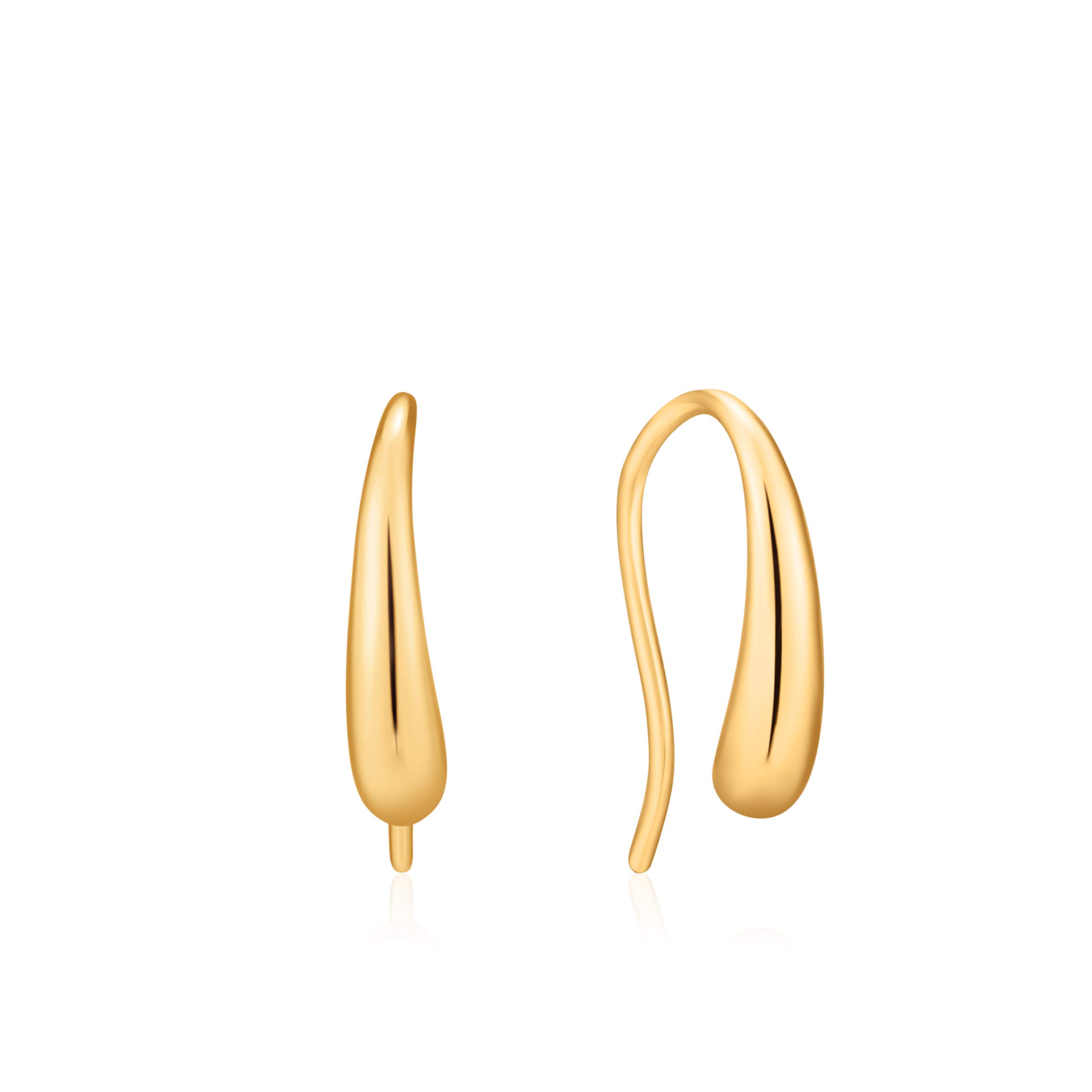 925 Sterling Silver Elegant Luxury Teardrop Hook Curved Earrings for Women, 14k Yellow Gold Plated