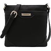 Medium Size Solid Modern Classic Crossbody Bag with Gold Plate