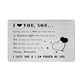 Richesele Gifts for Son from Mom & Dad - Engraved Metal Wallet Card to Sons - I Love You Son Wallet Insert for Christmas or Graduation