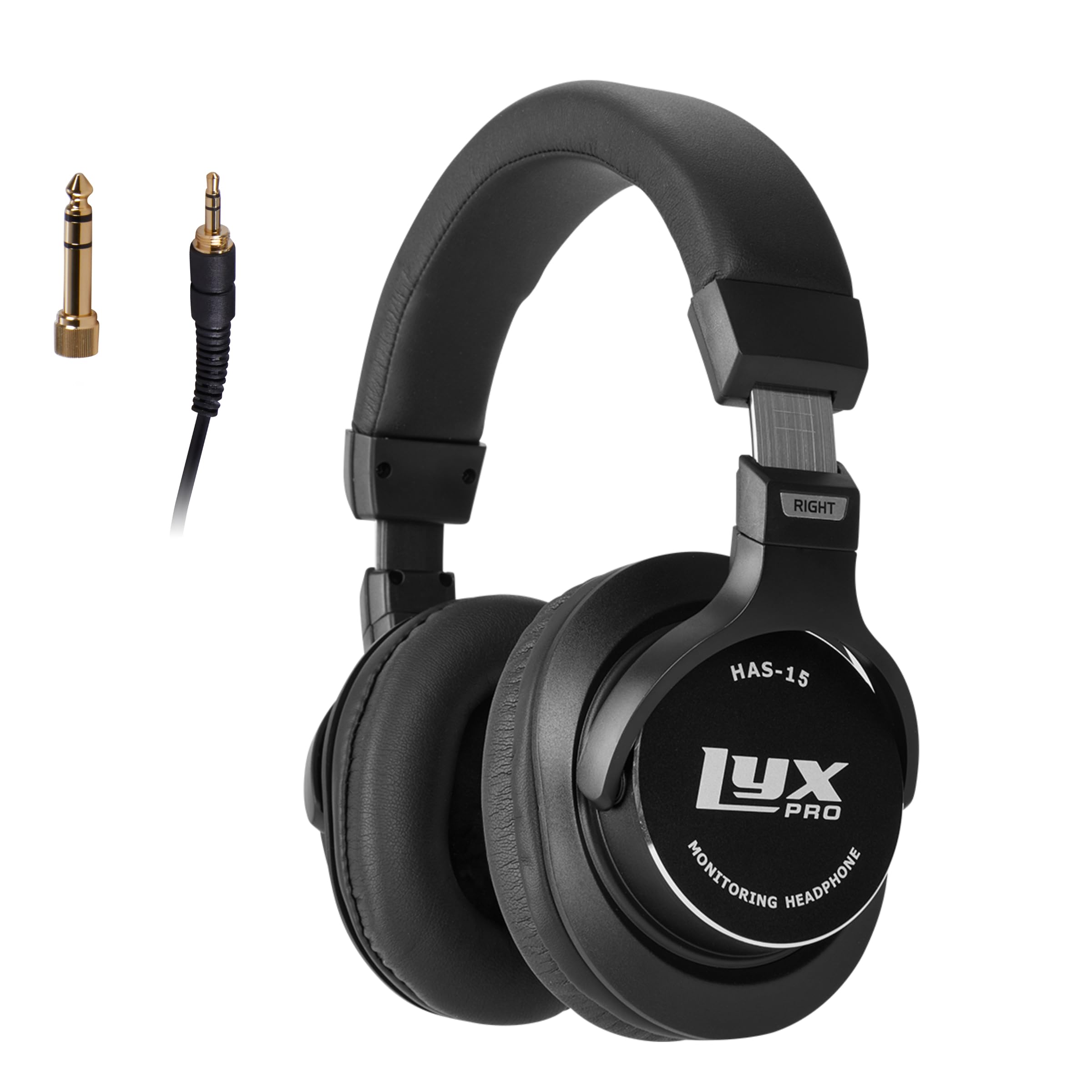 LyxPro HAS-15 Studio Headphones Closed-back Over the ear headphone with Detachable Cables,Black, Sound Isolation, Professional Studio Recording, Music Listening