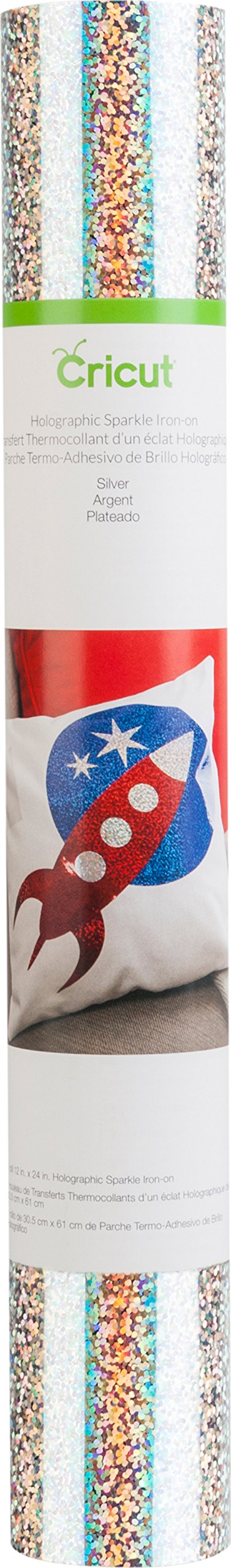 Cricut Holographic Sparkle Iron On | Silver | 61cm (24") | Heat Transfer Vinyl Roll (HTV) | for use with All Cricut Cutting Machines