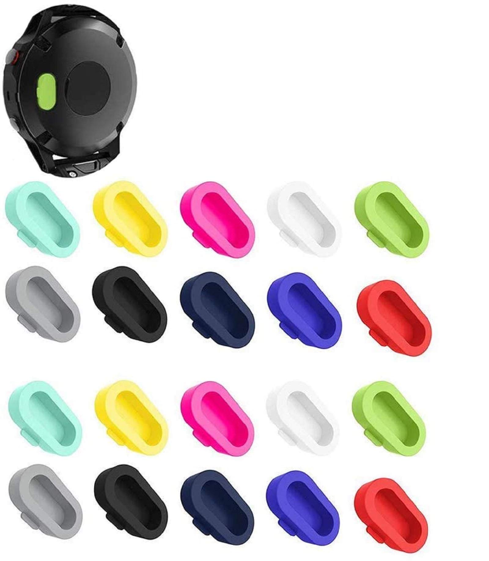 20 Pcs Colorful Charger Port Protectors Compatible With Fenix 7 7X 6X 6S 65 5S 5X Plus Garmin Vivoactive 4 4s 3 Music Forerunner 935 Approach S60 Quatix5 Vivosport, Replacement Anti Dust Plugs