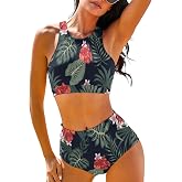 Cerburny Women High Waisted Bikini - One Shoulder Bathing Suit Tummy Control Two Piece Swimsuit 2026