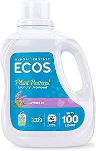 ECOS Laundry Detergent Liquid, 100 Loads - Dermatologist Tested Laundry Soap - Hypoallergenic, EPA Safer Choice Certified, Pl