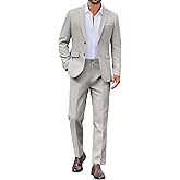 COOFANDY Mens Suit 2 Piece Suit Classic Fit Two Button Blazer Jacket Pants Set Business Wedding Party Suits for Men