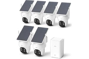 aosu Security Cameras Wireless Outdoor, 6-Cam Kit, No Subscription, Home Station Expandable to 1TB (32GB Built-in), 5MP Solar Camera Wireless Outdoor, 360° Pan & Tilt, Human Auto Tracking, Easy Setup
