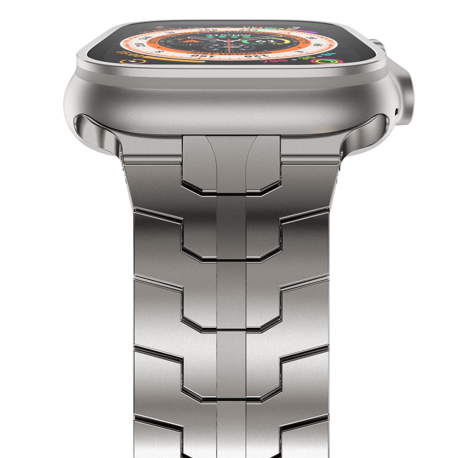 NewWays Metal Strap Compatible with Apple Watch Ultra 3 2 1 49mm Series 11/10 46mm Series 9/8/7 45mm Series 6/5/4/SE 44mm Series 3/2/1 42mm Stainless Steel Link Band,Titanium