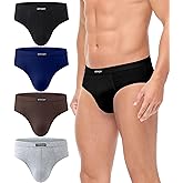 wirarpa Men's Underwear Cotton Stretch Briefs Covered Waistband Underpants No Fly 4 Pack