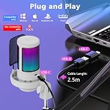 NJSJ USB Gaming Microphone Kit with Boom Arm RGB Monitoring Jack view 7