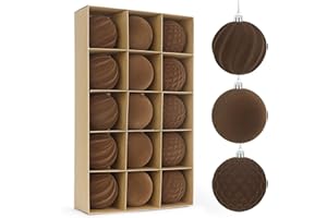 Artmag 15 Pcs Velvet Christmas Balls Hanging Ornaments Set, Shatterproof Plastic Flocked Christmas Tree Balls Xmas Decoration