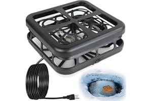 DOUBFIVSY Pond De-icer, Floating Pond Heater Thermostatically Controlled Outdoor Pond Deicer with Auto Shut Off, Animal Water Heater for Winter Farm and Home, Black (1500 Watts)