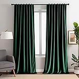Aljctns Emerald Green Velvet Curtains 84 inches