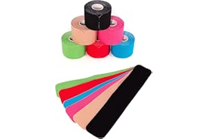 axion Kinesiology Tape PRECUT Mix Set | 120 Pre-Cut Multicolored Sport Tape Strips 10 x 2 in - on 6 Rolls | Waterproof • Skin-Friendly • Elastic | Kinesiology Tapes Ideal for Sports