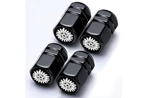 DATABA 4Pack Supernatural Anti-Possession Symbol Tire Valve Stem Cap Pentagram Car Accessories Aluminum Alloy Universal Dust Covers Tire Air Cap for Car,Truck,SUV,Bike,Motorcycle,Gifts for Women Men