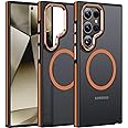 JAME for Samsung Galaxy S24 Ultra Case, [Compatible with Magsafe] [Military Grade Protection] [Anty-Slip Grip] Gorgeous Protective Camera Bezel Galaxy S24 Ultra Magnetic Translucent Matte Case, Orange