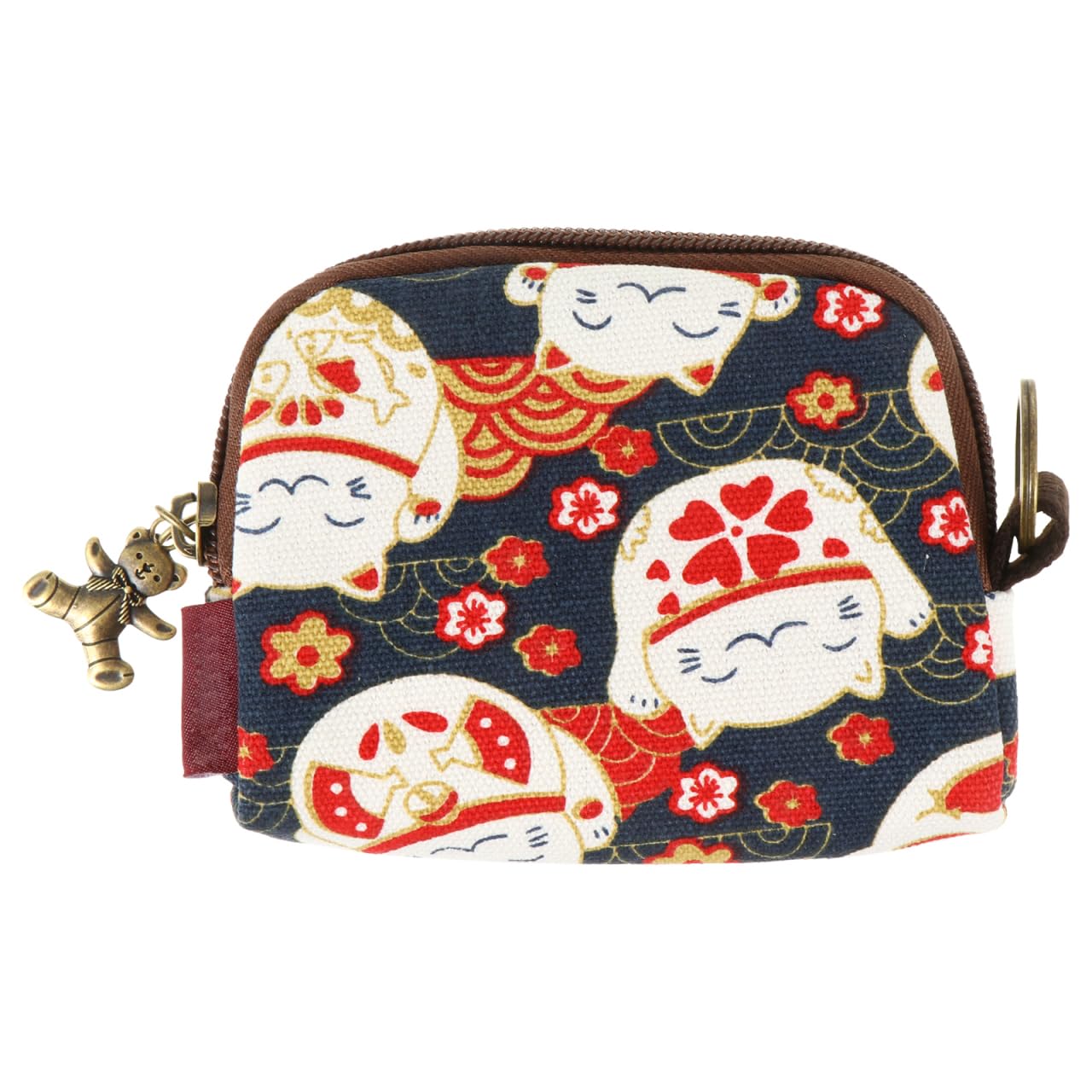 Lucky Cat Wallet Vintage Coin Purse Japanese Theme Pattern Wallet Adorable Change Purse Travel Accessory