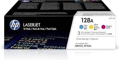 HP 128A CF371AM Cyan Magenta Yellow Original LaserJet Toner Cartridge Multipack