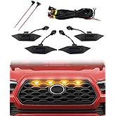 SEVEN SPARTA 4 PCS Grill Led Lights with Fuse Adaptor Compatible with 2020-2023 Toyota Tacoma TRD Off Road & Sport OEM Front Grille, Full-Cover (Amber Light with Black Shell)