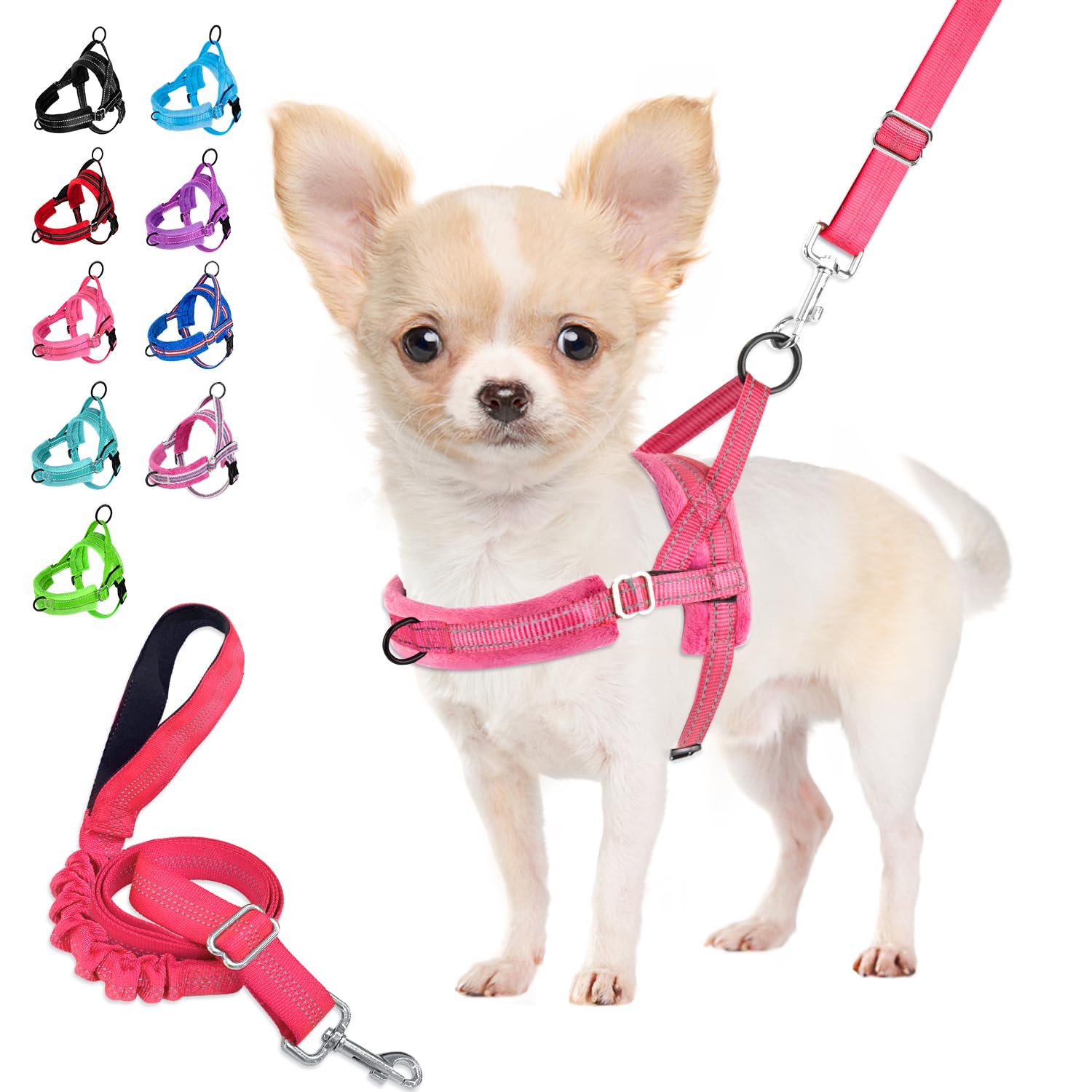 Eyein Dog Harness Small Dog, Anti Pull Heavy Duty Dog Harness and Lead Set, Easy for Walk Vest Harness Soft Padded Reflective Adjustable Anti-Twist Pet Lead Quick fit for Small Puppy Dog Cat(XS)