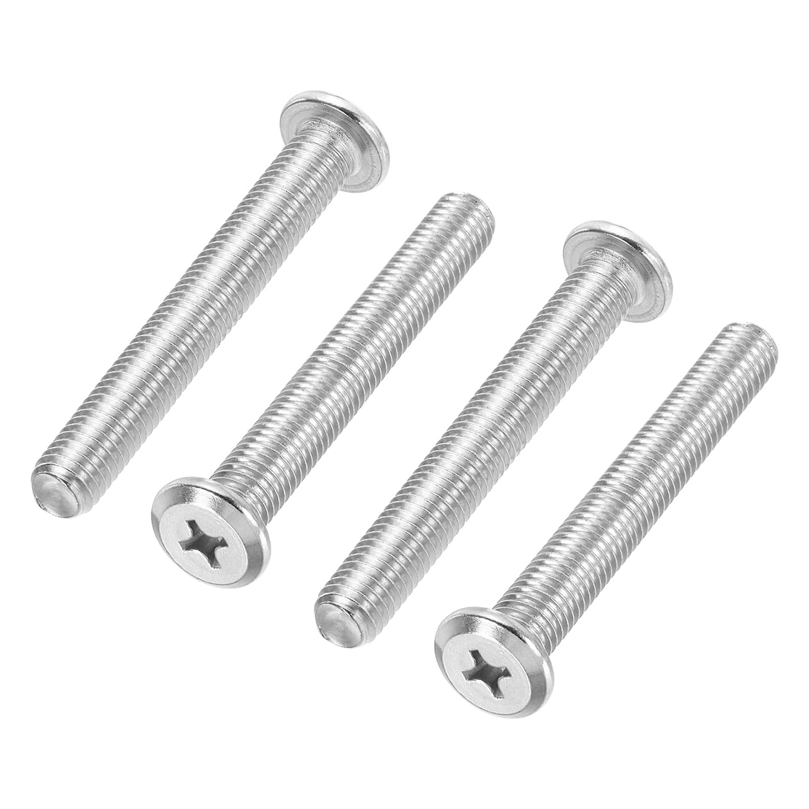 PATIKIL Flat Round Head Phillips Screws, 4 Pack M10-1.5 x 75mm Binding Screws 304 Stainless Steel 18-8 Full Thread, Phillips Drive Machine Screw Furniture Screw Connector Bolts