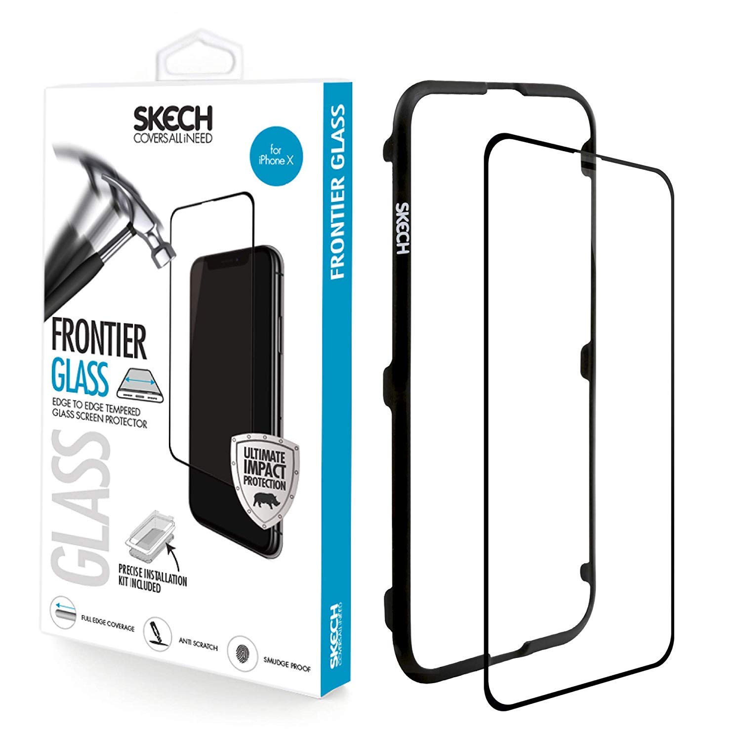 Skech SK30-GLPF-1 Apple iPhone XR Frontier Full-Fit 2.5D Tempered Glass HD Screen Protector [Anti-Fingerprint I 9H Hardness I 3D Touch I Shatterproof I Rounded Edges] Black