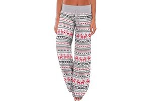 AMiERY Women's Comfy Casual Pajama Pants Floral Print Drawstring Palazzo Lounge Pants Wide Leg
