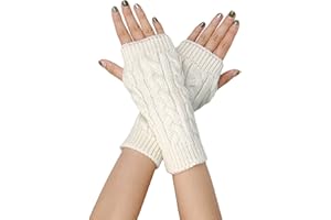 UTTPLL Womens Fingerless Gloves Winter Warm Knit Arm Warmers Mittens Soft Hand Crochet Wrist Warmers Thumb Hole Gloves