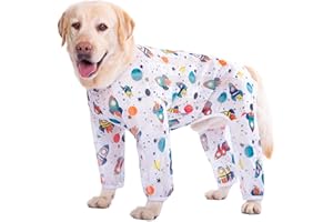 KUKASTER PET Dog Jumpsuit Prevent Shedding Hair Dog Onesie Surgery Recovery Suit Anti Licking Breathable Mesh Pet's Bodysuit, Pajamas for Big Dogs for Large After Surgery Summer(GTX02-Space-32)