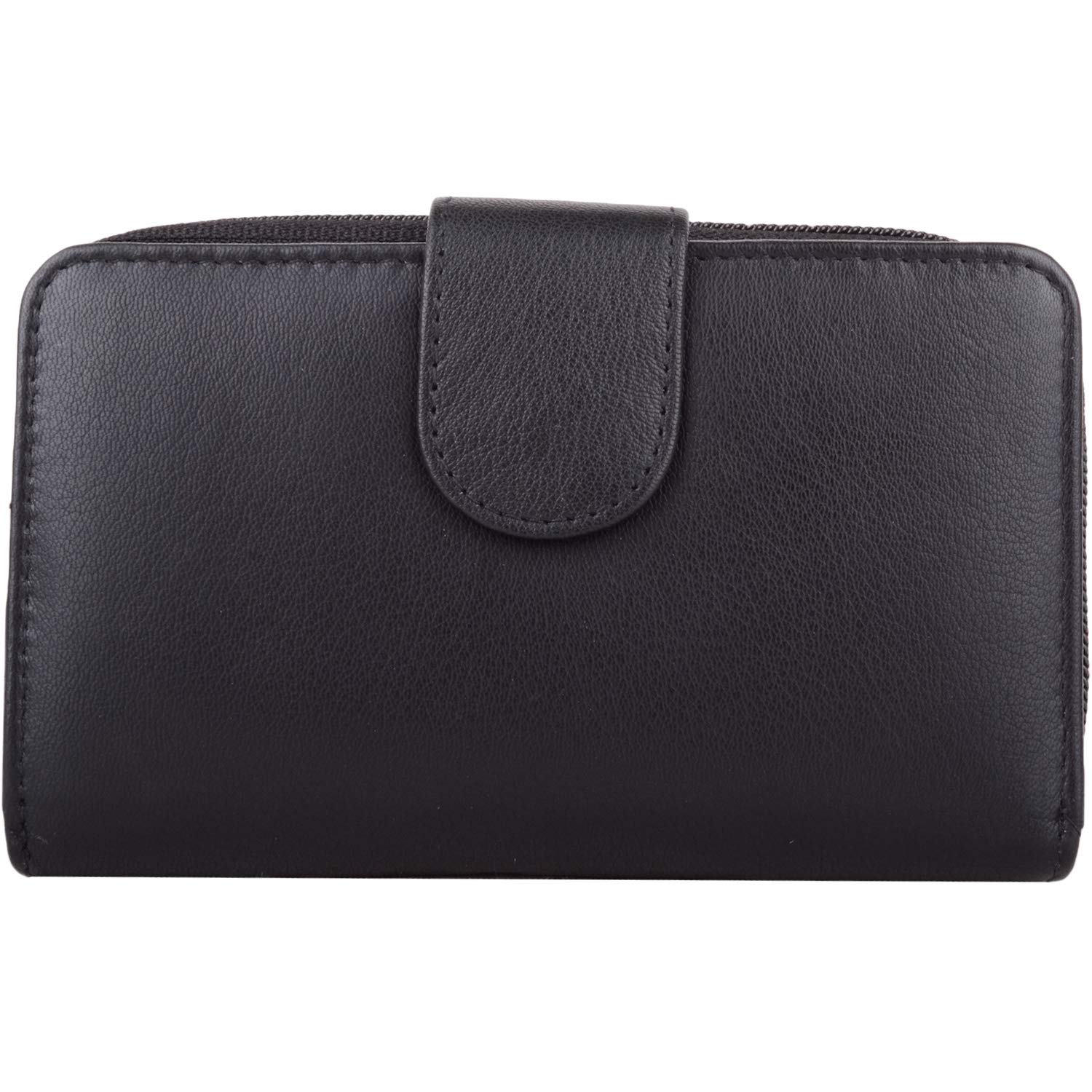 Womens Large Genuine Leather RFID Money/Credit Card Holder/Purse - Black