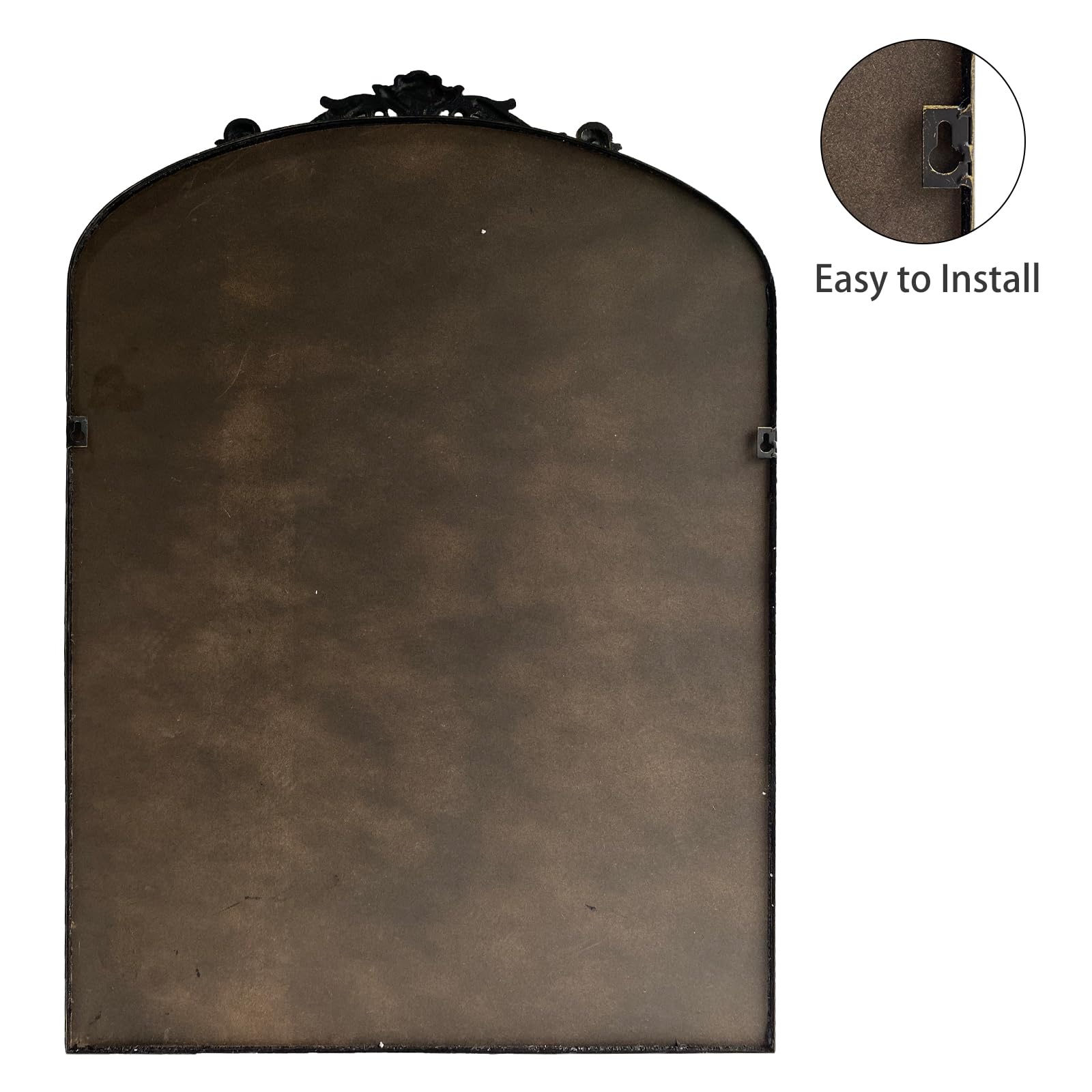 HQiJun Wall Mirror Window Decorative Traditional Mirrors Antique Arched Farmhouse for Living Room Bedroom Entryway Bathroom Vanity (36 * 24 * 1.2, Black)