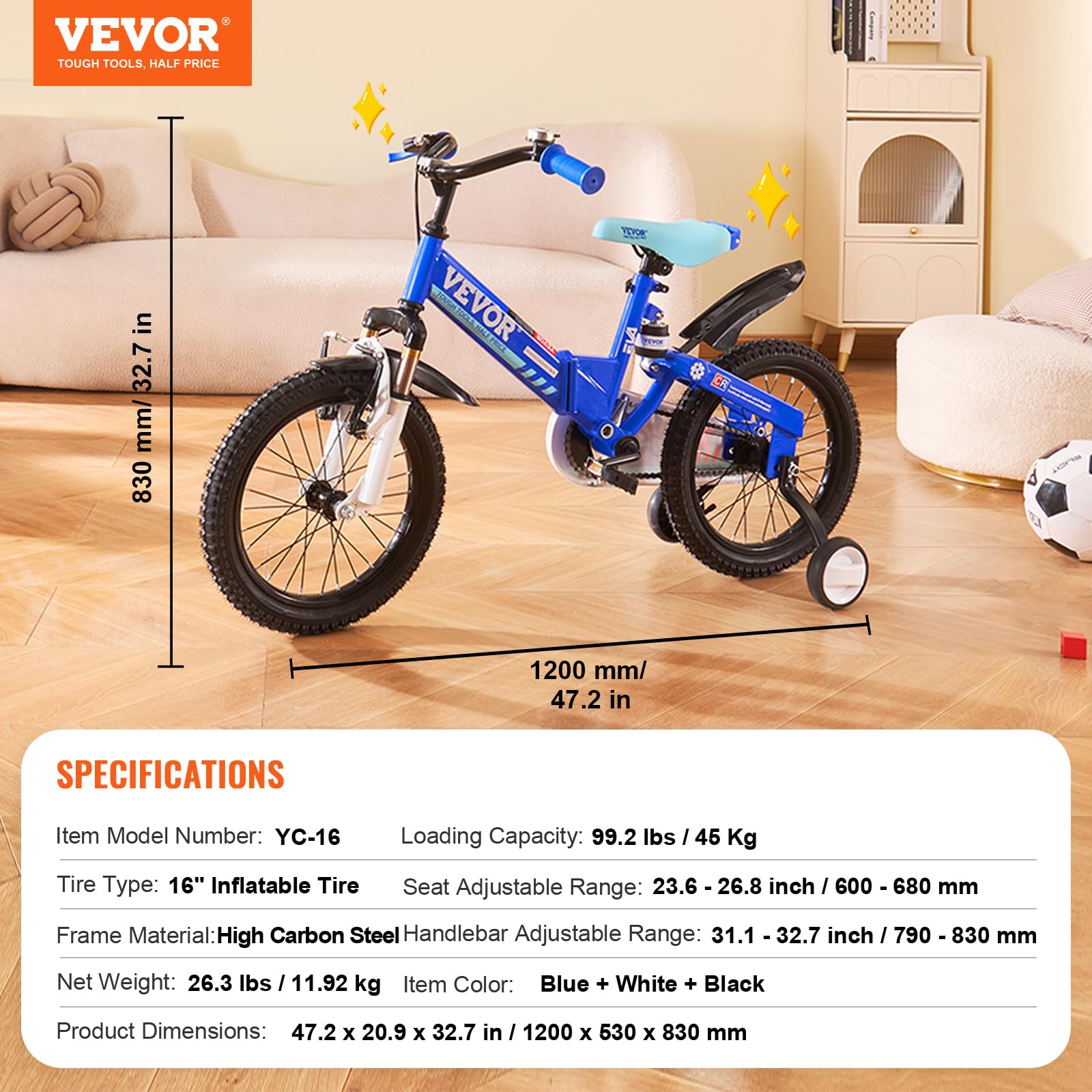 VEVOR Folding Toddler Balance Bike, 16