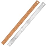 Metal Ruler 18 Inch - Stainless Steel Metal Ruler with Cork Backing Non-Slip Rulers with Inch and Centimeters Prevent Ink Leakage for School Office Drawing Engineering Tools