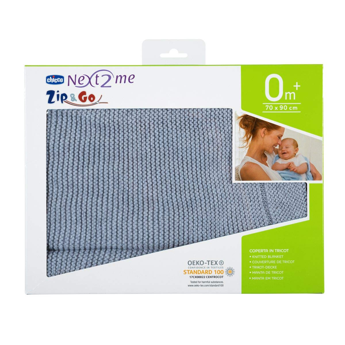 Chicco Knitted Blanket 100% Cotton Light Grey