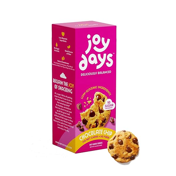 JOYDAYS CHOCOLATE COOKIES, LOW SUGAR, HEALTHY SNACKS FOR ADULTS AND KIDS, SNACK PACKS, LOW GLYCEMIC SOFT BAKED COOKIE FOR BREAKFAST OR DESSERT, 4G PROTEIN, 3G SUGAR, 5G FIBER (10 COOKIES BOX, CHOCOLATE)