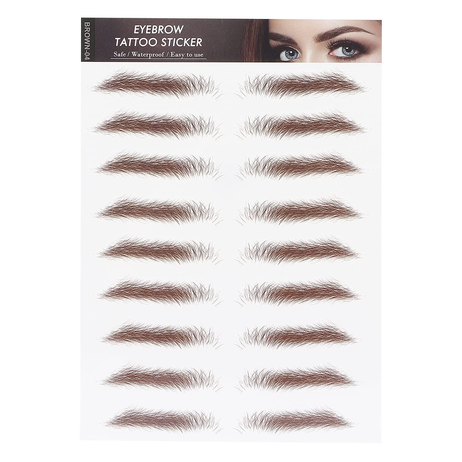 Eyebrow Transfers, Eyebrow Tattoo Sticker Eyebrow Transfer Sticker for Women,Eyebrows Tattoo Stickers Waterproof Long Lasting False Tattoos Peel Off Instant Eyebrow for Women Girls Makeup(BROWN-04)