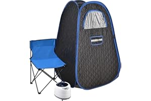 HIGOSPRO Portable Full Body Steam Sauna, Lightweight Steam Saunas for Home Spa, 2.6L FCC Certified 1000W Steam Generator, 90 Minute Timer, Indoor Steam Sauna Tent with Chair and Remote Control, Black