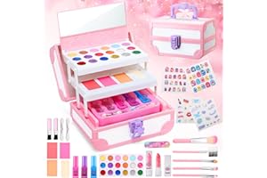 TESSGO Kids Makeup Kit for Girls, 42 PCS Safe & Non-Toxic Real Makeup Christmas Pretend Play Toys, Washable for Age 3-12 Year Old Kids Toys Gift for Christmas Birthday Party
