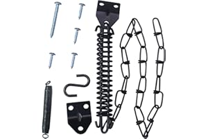 GWYAN 1 Black Zinc Storm Door Chain Lock Safety Zipper and Spring to Prevent Storm Damage
