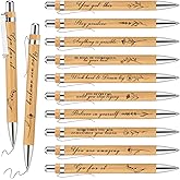 Watersay 10 Pcs Valentines Day Employee Appreciation Gifts Pens Bamboo Wood Flower Pen Black Ink Positive Affirmation Thank You Gift for Coworker Team Staff Nurse School Teacher Office