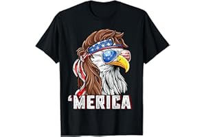 PATRIOTIC BALD EAGLE USA T-SHIRTS CO. Merica USA American Flag Patriotic 4th of July Bald Eagle T-Shirt