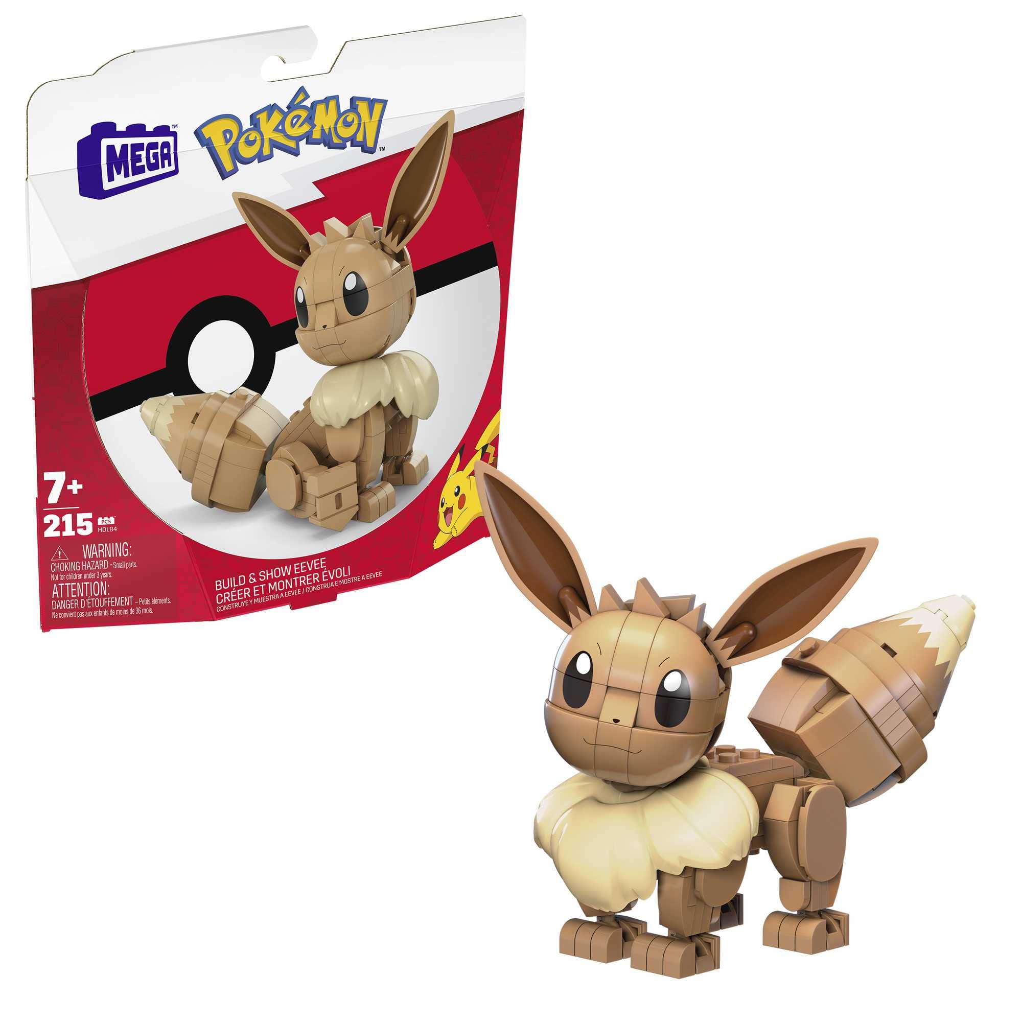MEGA Pokémon Building Toys Set Build & Show Eevee with 215 Pieces, Articulated and Poseable, 4 Inches Tall, for Kids, HDL84, Nicht Zutreffend