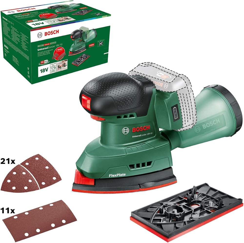 Bosch Cordless Sander UniversalSander 18V-10 DIY Woodworking 32 Papers
