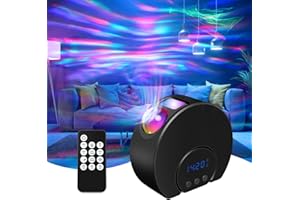 MRSCOZ Galaxy Projector，3 in 1 RGB Music Aurora Projector Night Light with Bluetooth Speaker and White Noise, Timer, Moon Projection for Baby Kids Adults Bedroom/Game Room/Party/Home Decor (M40-BLACK)
