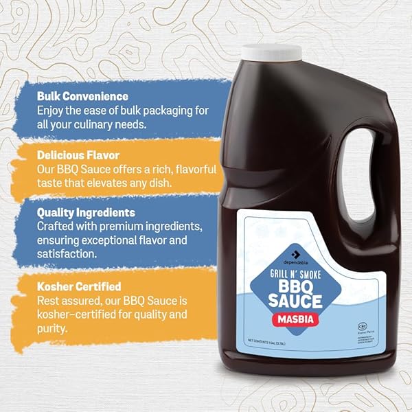 DEPENDABLE FOOD BBQ SAUCE DELUXE – GRILL N’ SMOKE – 1 GALLON BULK BOTTLE – KOSHER CERTIFIED